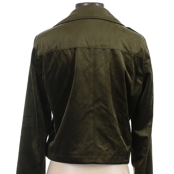 LC Lauren Conrad Women Faux Suede Green Jacket L - Picture 2 of 3